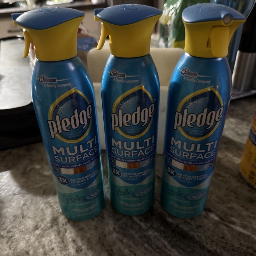 Pledge Multi Surface Cleaner Spray, Rainshower Scent, 9.7 X3